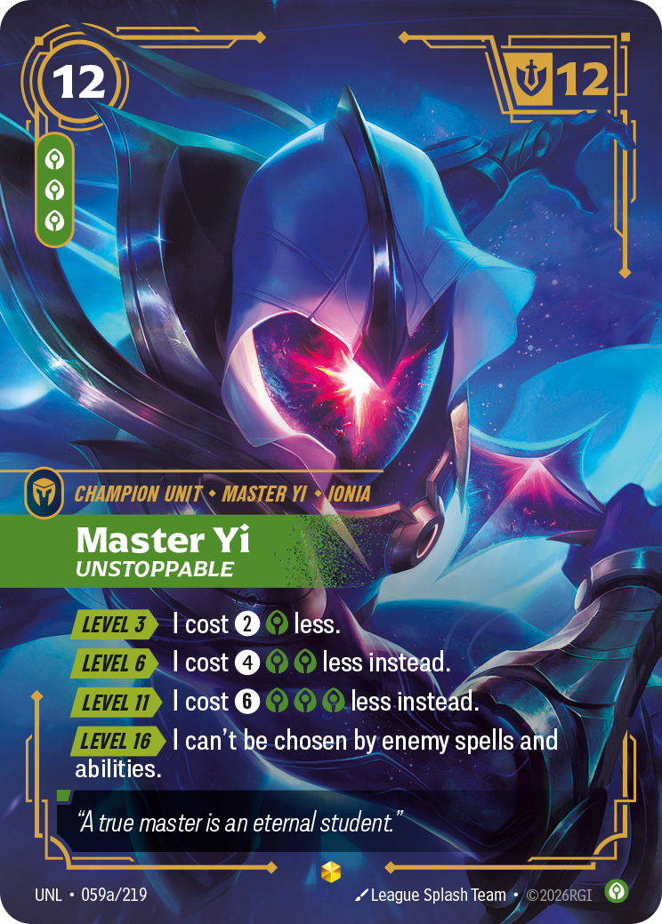 Master Yi - Unstoppable UNL 059a/219 Alt Art Chinese Version