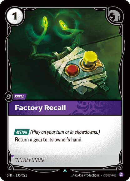 Factory Recall - SFD 135/221 Chinese Version