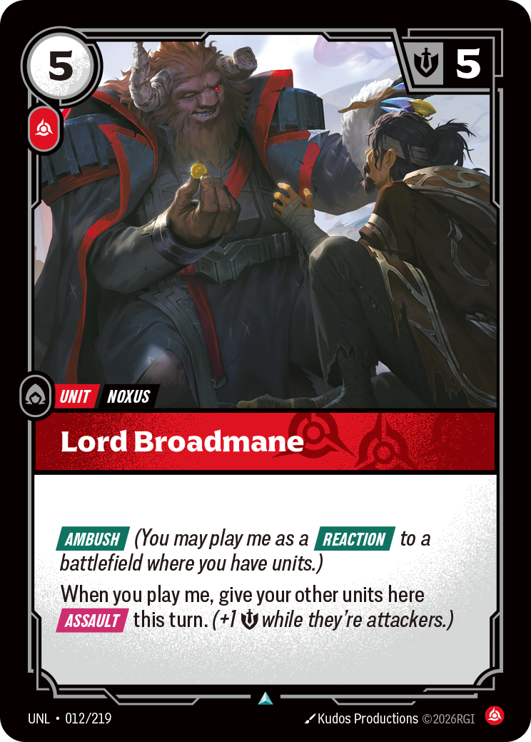 Lord Broadmane UNL 012/219 Chinese Version
