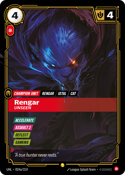 Rengar - Unseen UNL 024a/219 Alt Art Chinese Version