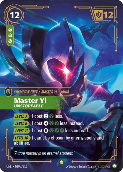 Master Yi - Unstoppable UNL 059a/219 Alt Art Chinese Version