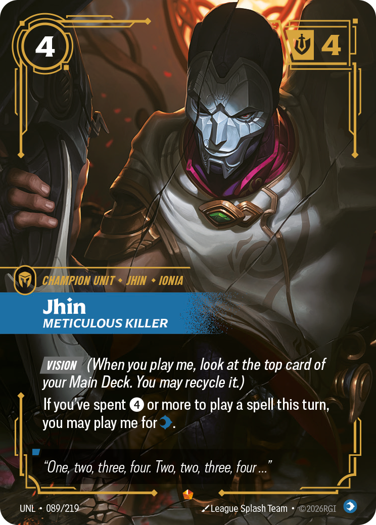 Jhin - Meticulous Killer UNL 089/219 Chinese Version