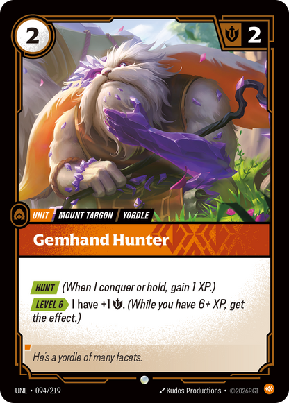 Gemhand Hunter UNL 094/219 Chinese Version