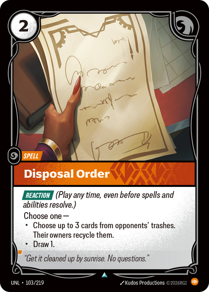 Disposal Order UNL 103/219 Chinese Version